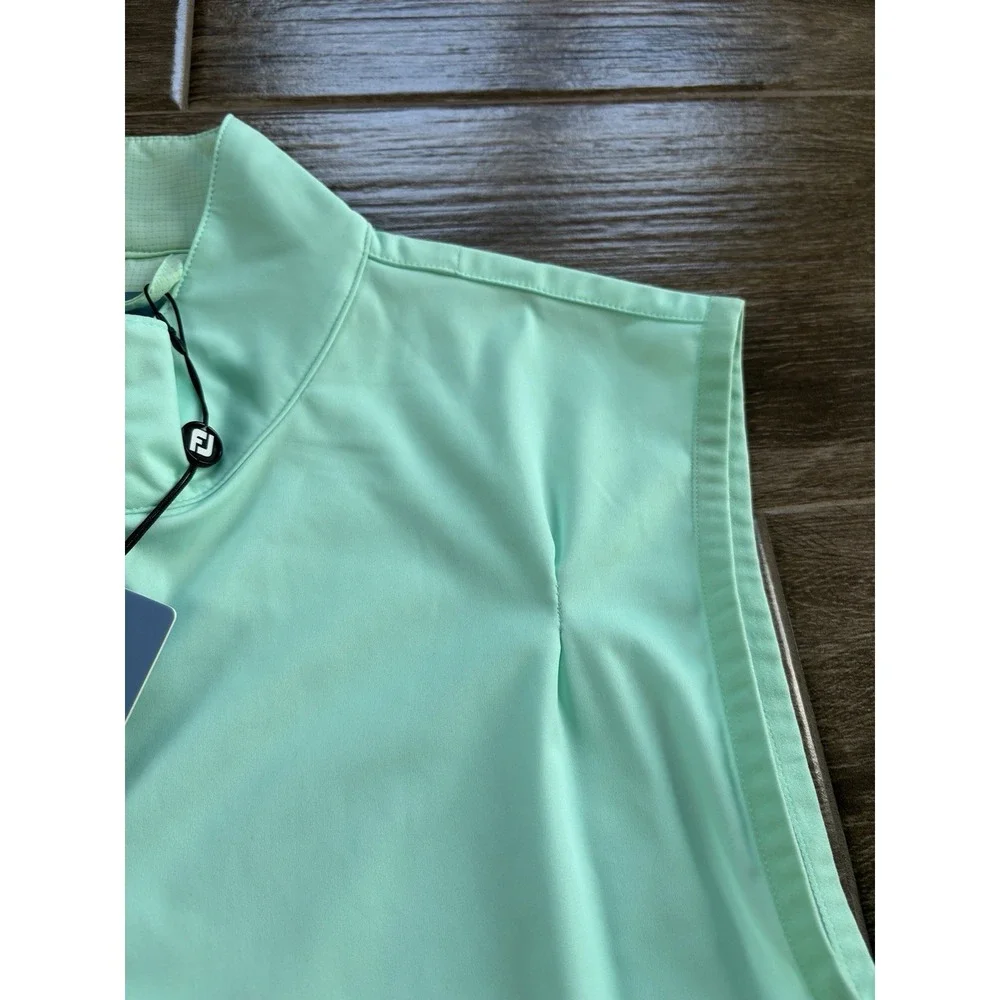 Foot Joy Men's Mint Green Lightweight Vest Full Zip Repaired Flaw Water Resist
